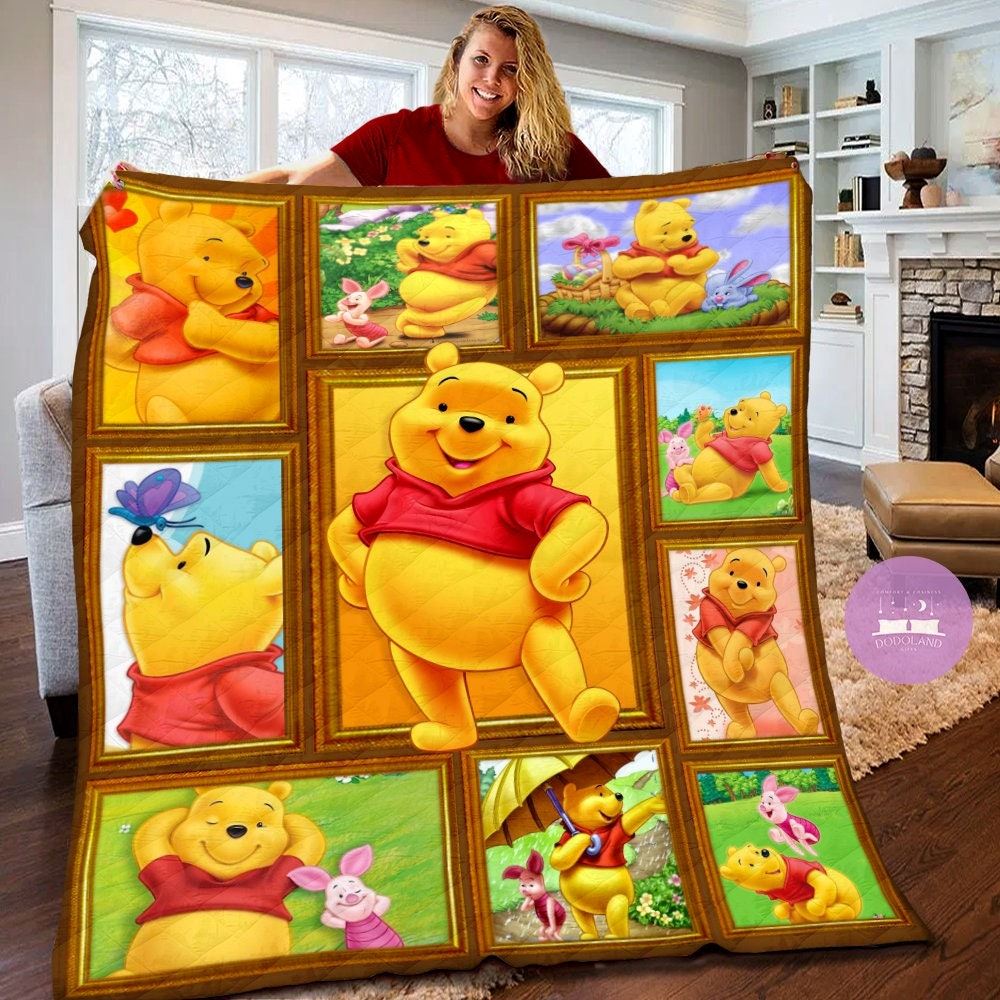 Disney Winnie The Pooh Quilt Blanket Winnie The Pooh Fleece Blanket Disney Pooh Birthday Theme Party Pooh Bear Christmas Gifts