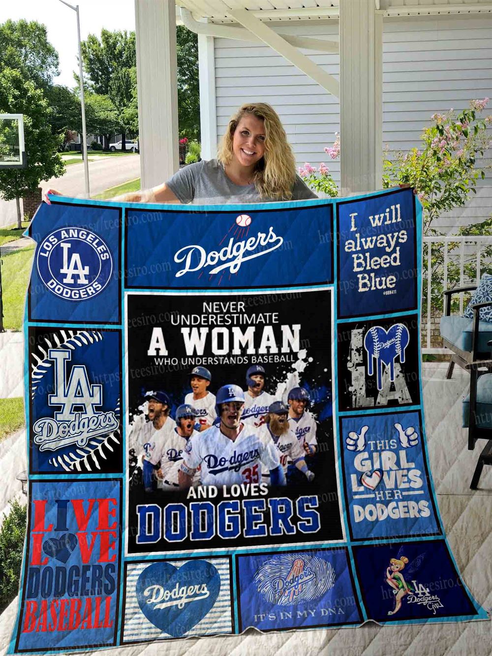 Dodgers Woman Quilt Blanket 01