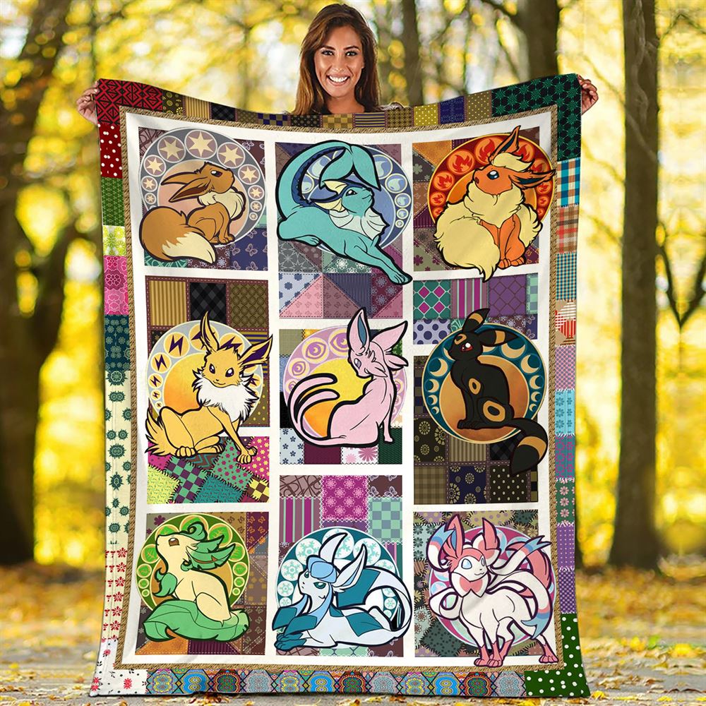 Eevee Evolution Fleece Blanket Evolution Of Eevee Anime Manga Blanket For Bed Couch Sofa Christmas Gifts