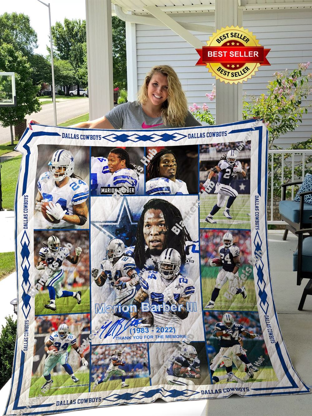 Former Dallas Cowboys Running Back Marion Barber Iii Quilt Blanket