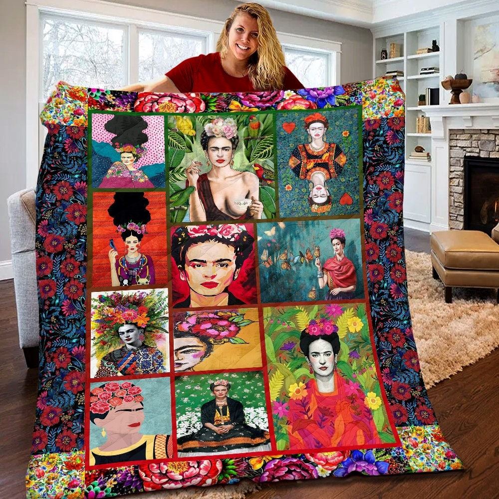 Frida Kahlo Quilt Frida Kahlo Fleece Blanket Frida Kahlo Themed Party Frida Kahlo Gifts For Fans Bohemian Bed Decor Quilted Blanket 0azvj