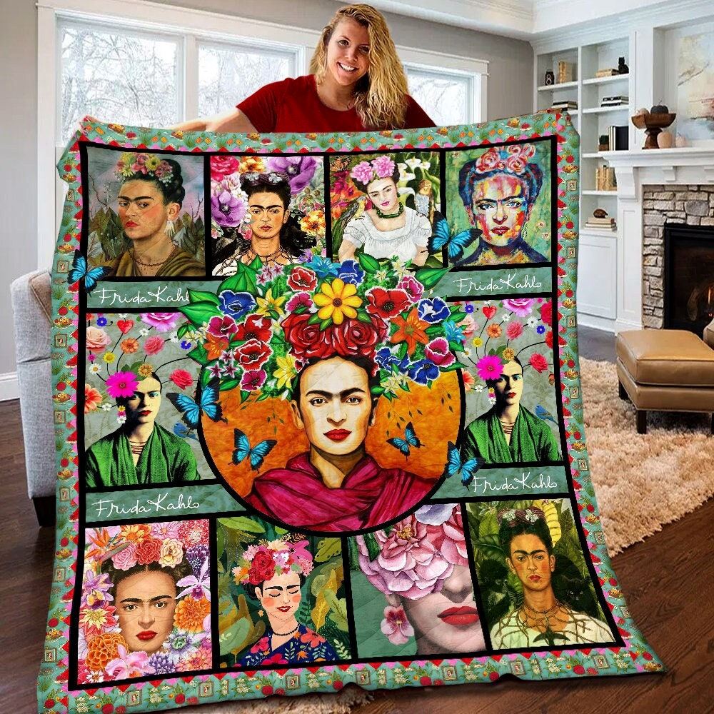 Frida Kahlo Quilt Frida Kahlo Fleece Blanket Frida Kahlo Themed Party Frida Kahlo Gifts For Fans Bohemian Bed Decor Quilted Blanket 0bcti