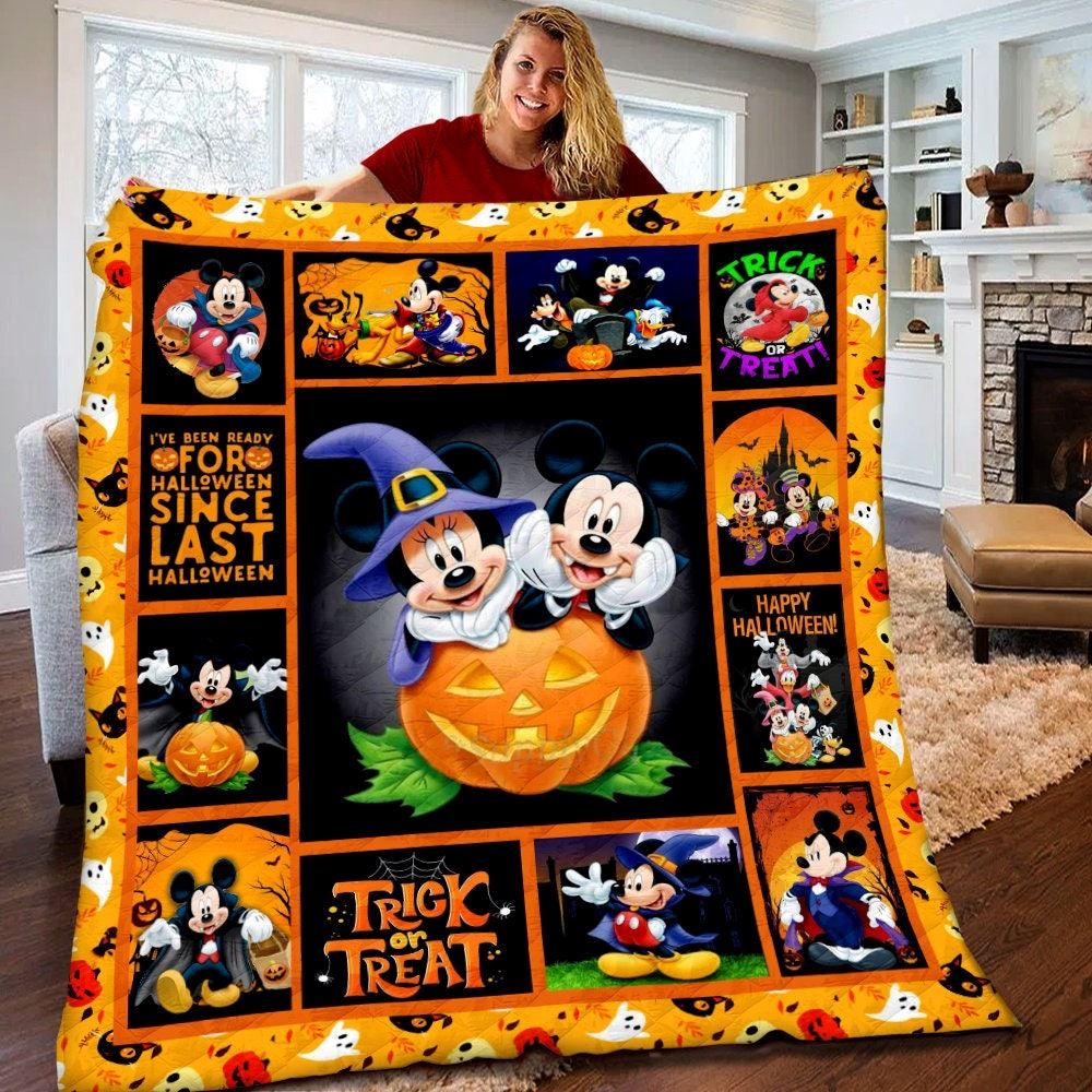 Halloween Disney Mickey Mouse Quilt Halloween Disney Fleece Blanket Halloween Disney Themed Party Halloween Mickey Mouse Gifts Pg6n5