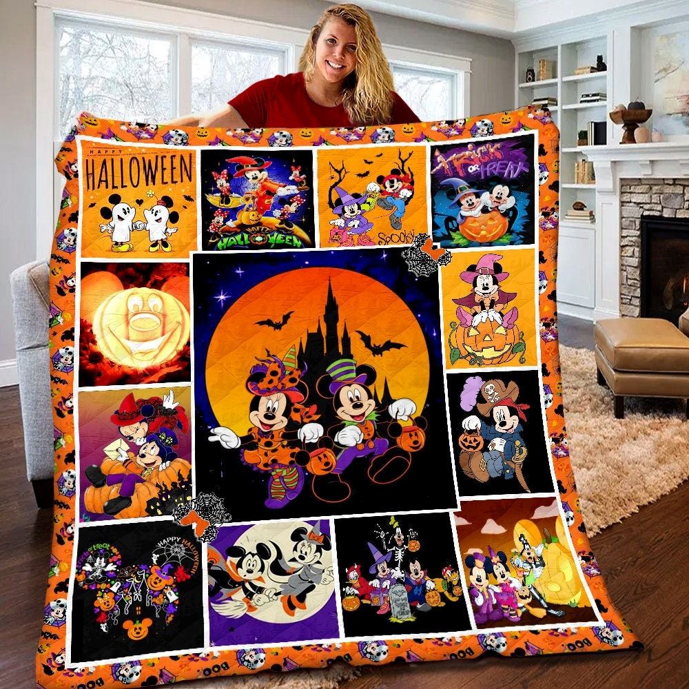 Halloween Disney Mickey Mouse Quilt Halloween Disney Fleece Blanket Halloween Disney Themed Party Halloween Mickey Mouse Gifts