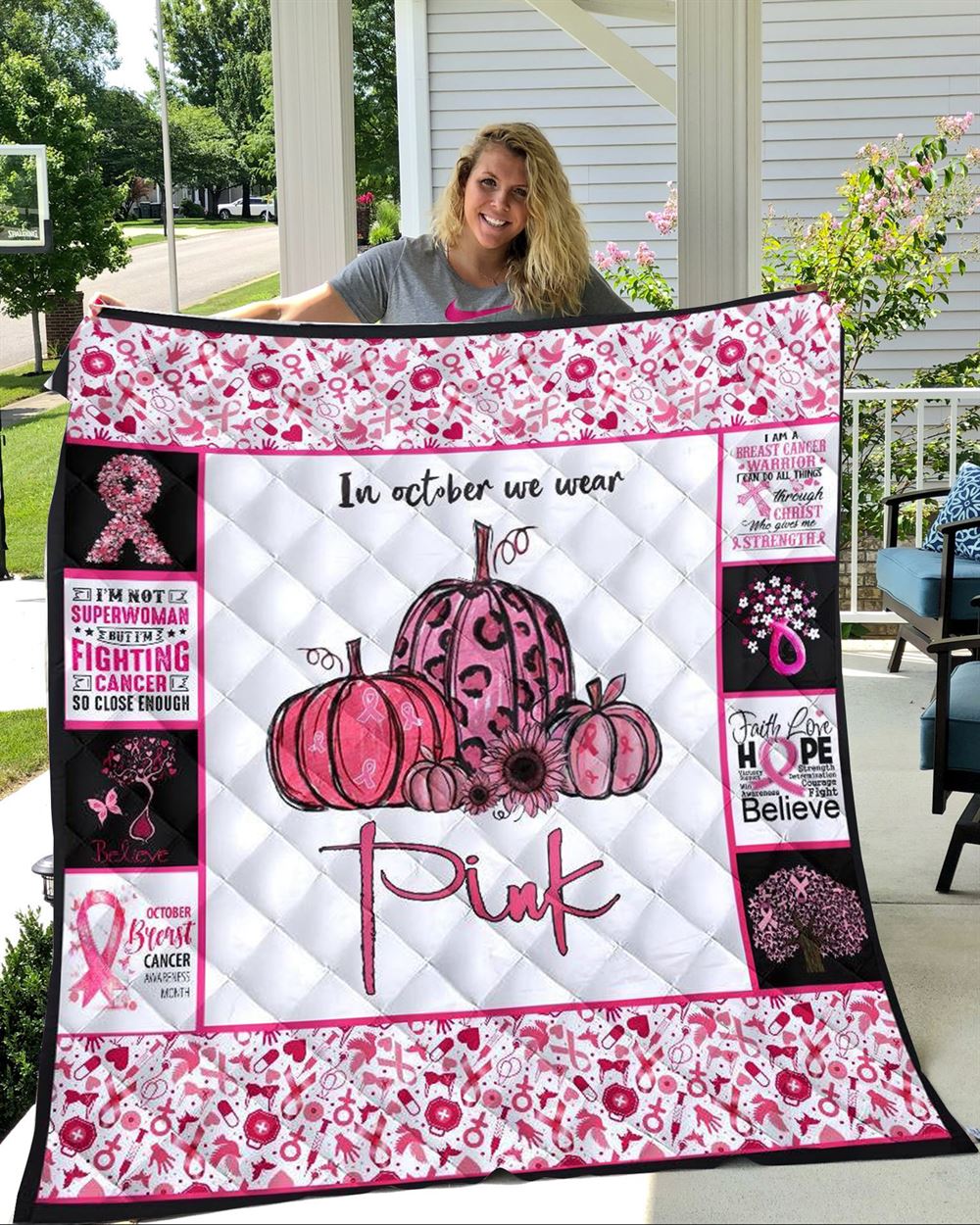 In October We Wear Pink Pumpkin Quilt