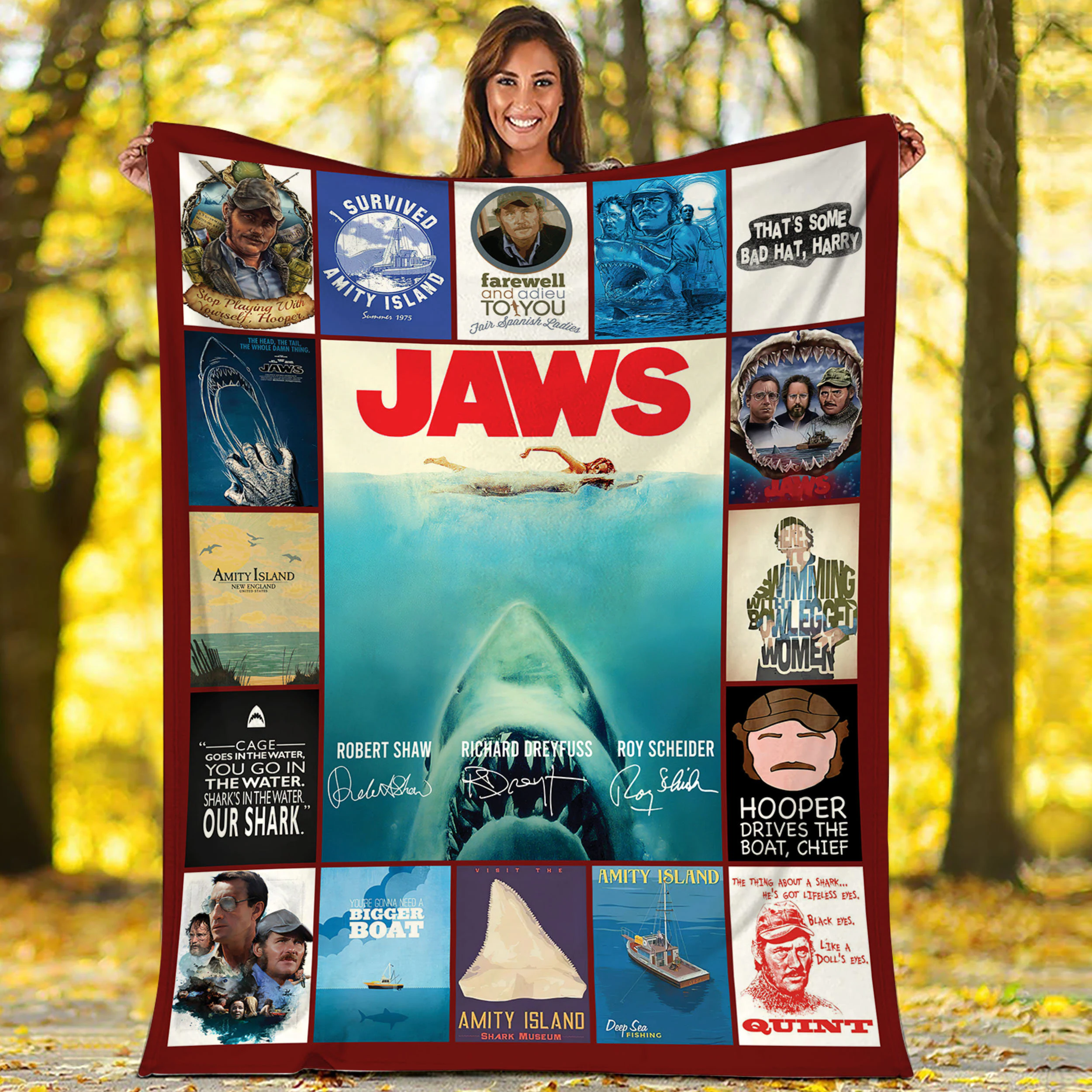 Jaws Fleece Blanket Jaws Quint Throw Blanket For Bed Couch Sofa Christmas Gifts