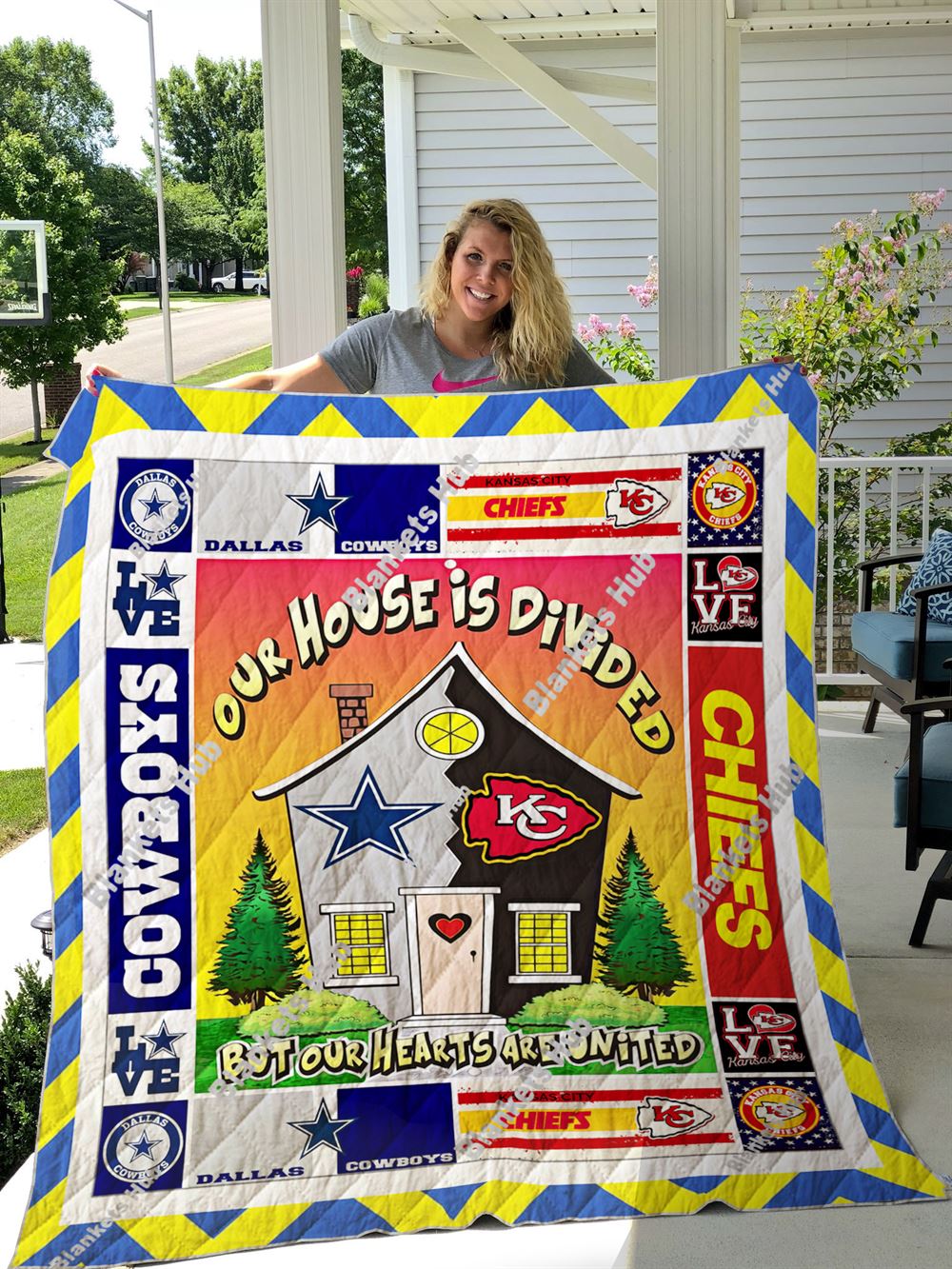 Kansas City Chiefs And Dallas Cowboys Quilt Blanket