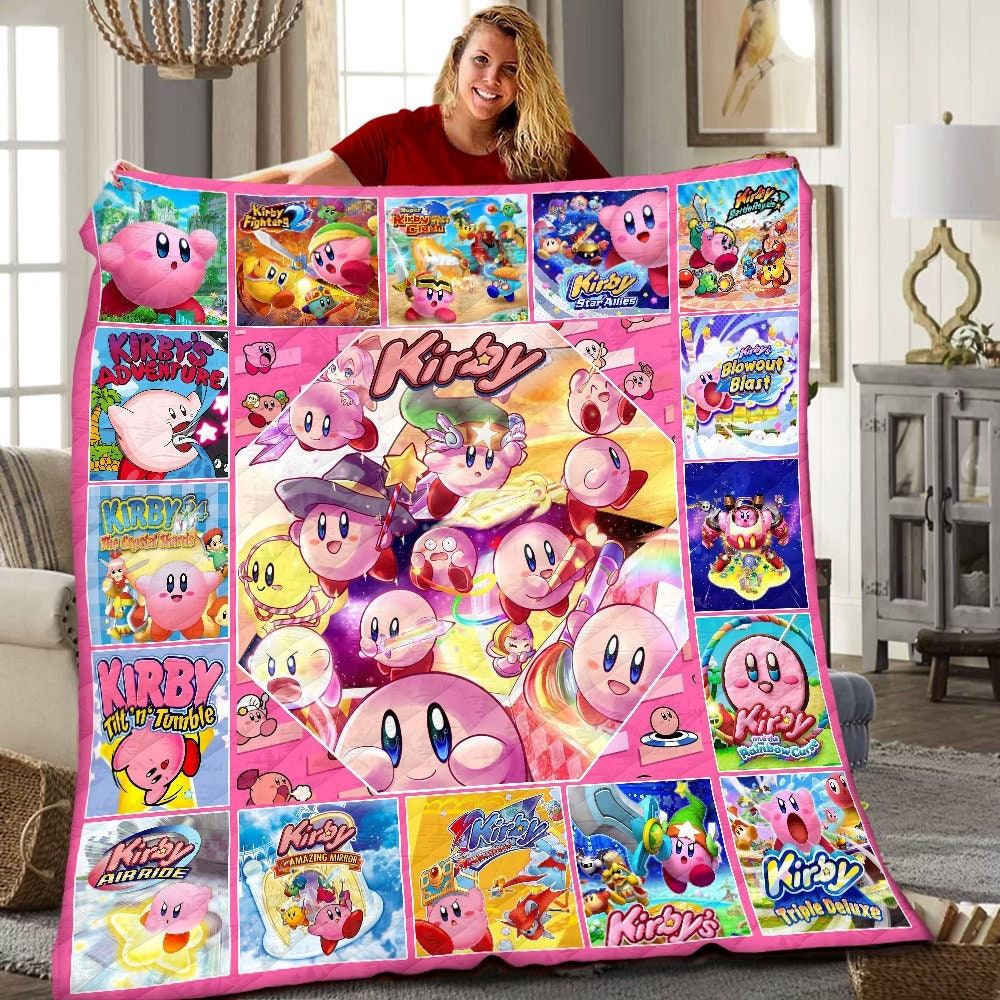 Kirby Game Quilt Kirby Blanket Kirby Birthday Gifts For Toddlers Kirby Game Christmas Gifts For Kids Kirby Quilt Blanket For Toddler