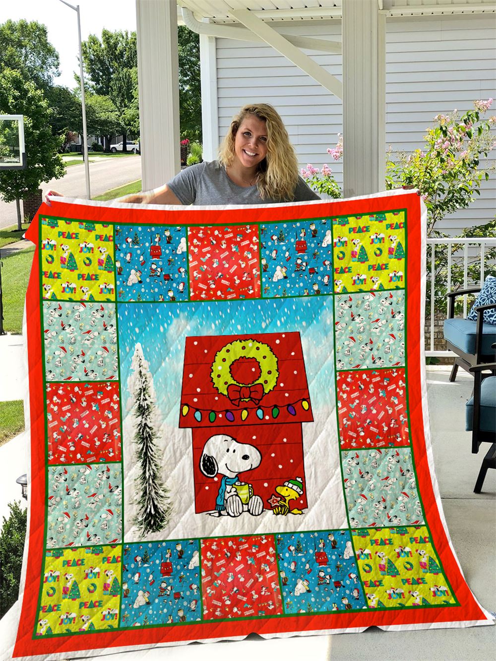 Merry Christmas Snoopy Quilt Blanket I1d1