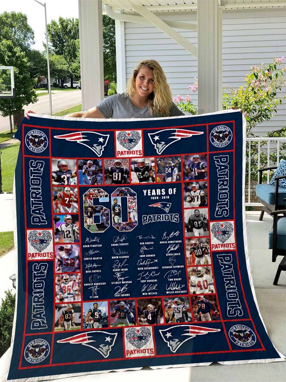 New England Patriots 60 Years Quilt Blanket I1d1