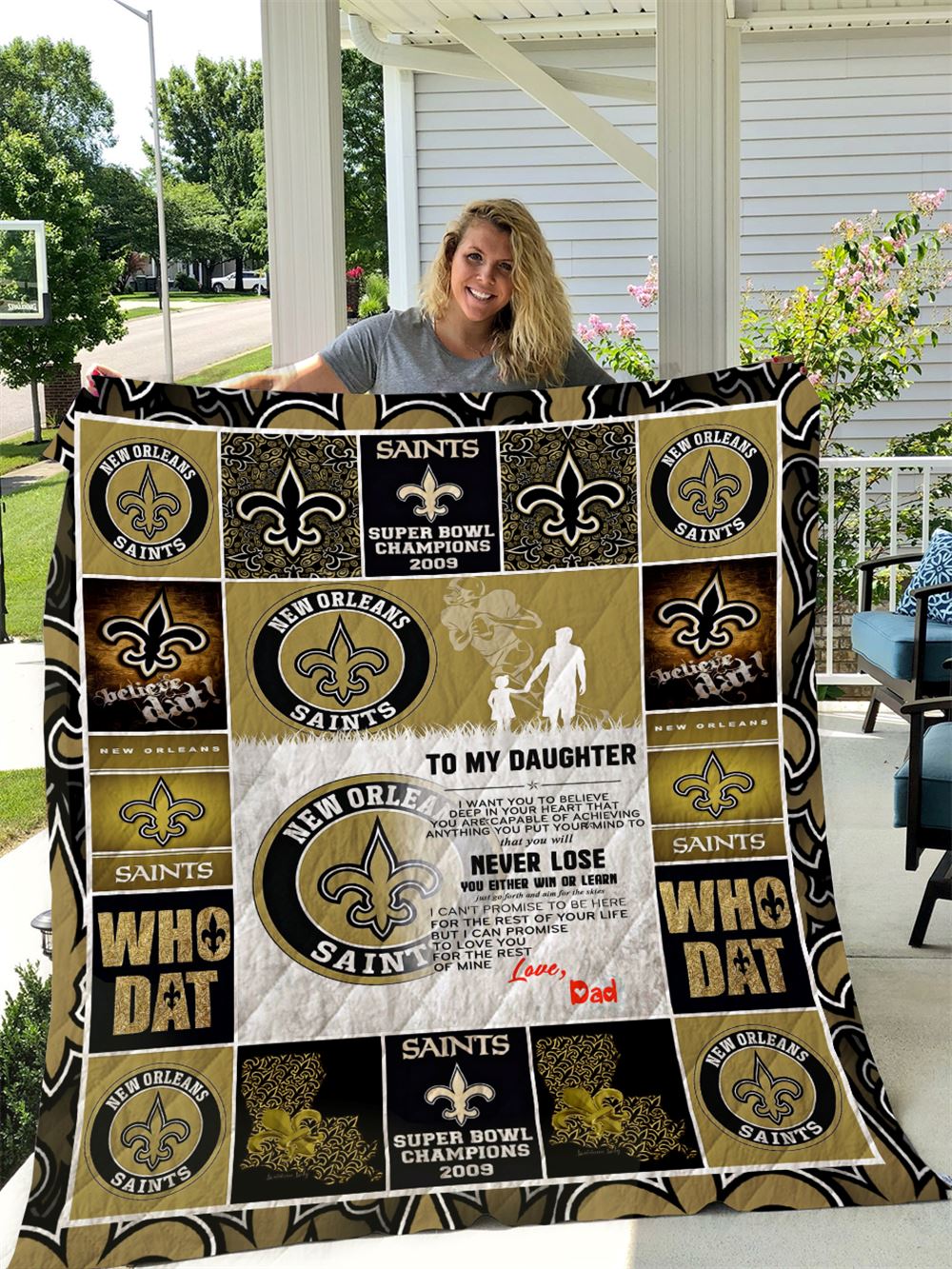 New Orleans Saints To My Daughter Love Dad Quilt
