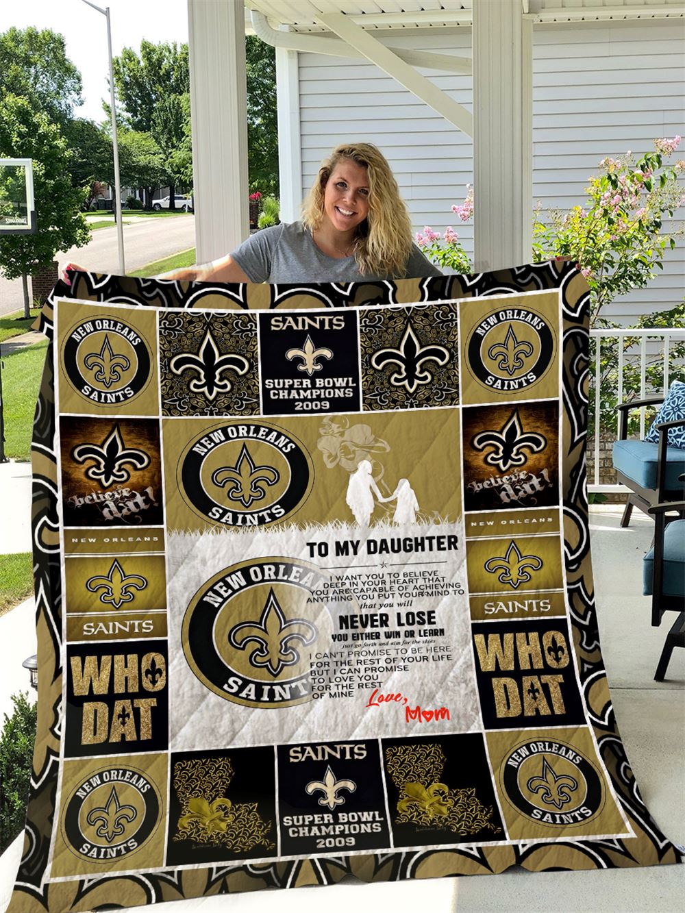 New Orleans Saints To My Daughter Love Mom Quilt