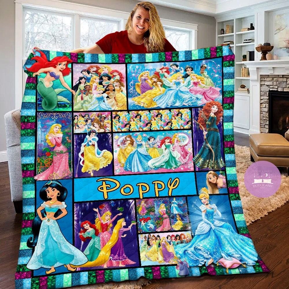 Personalized Disney Princesses Quilt Disney Princesses Fleece Blanket Fairy Tale Princess Themed