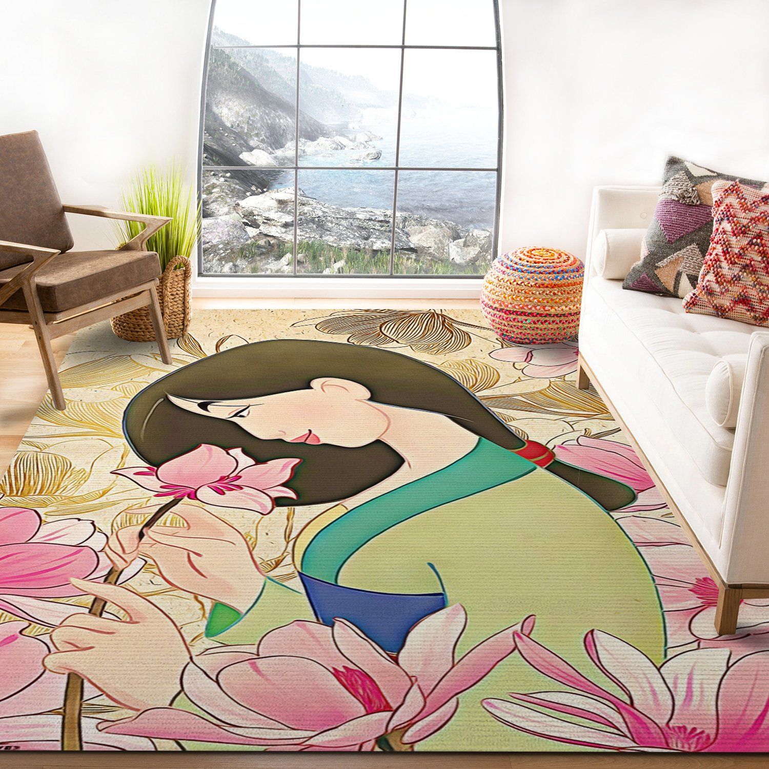 Disney Mulan Flower Rug Custom Size And Printing