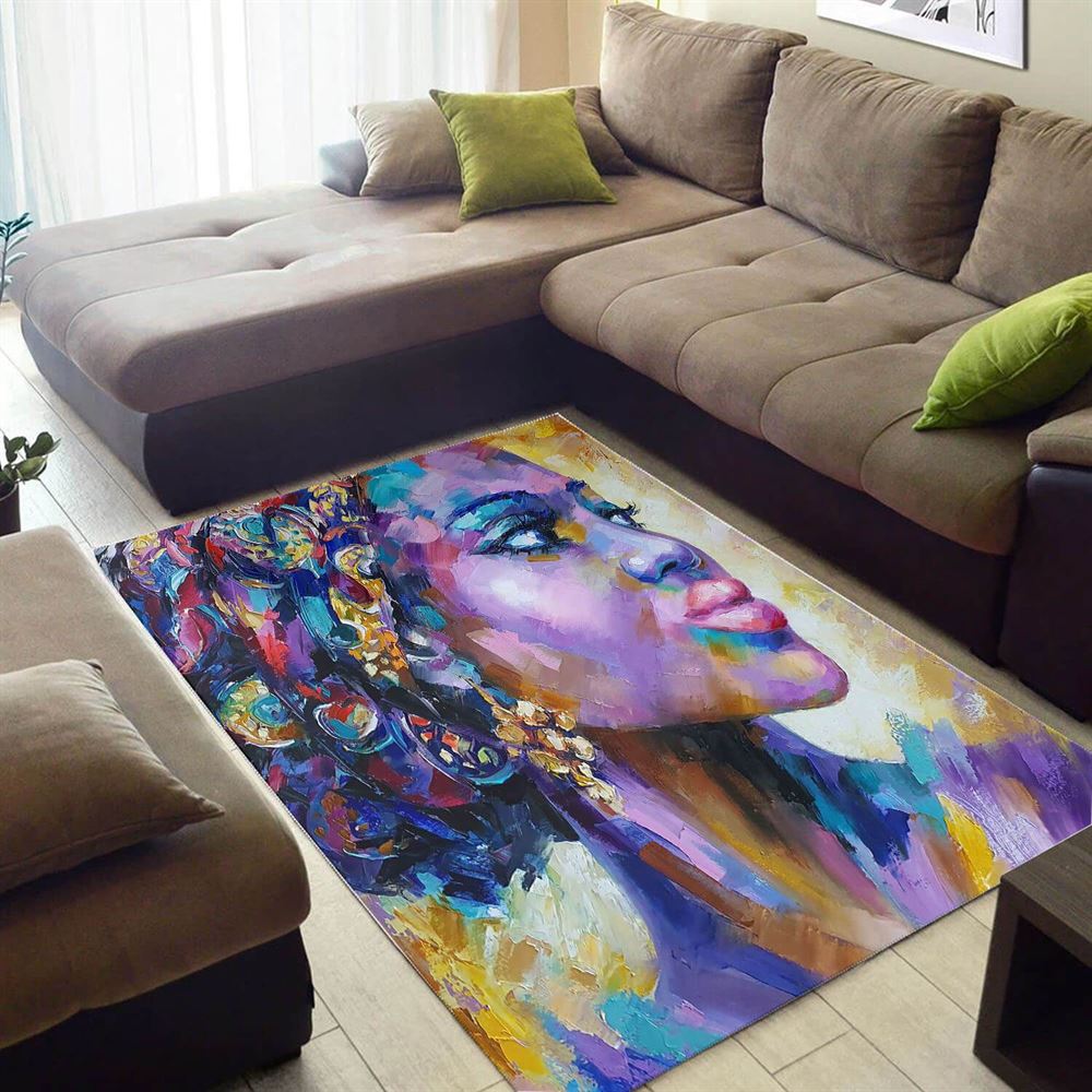 Modern African Cute American Art Black Girl Design Floor Inspired Home Rug