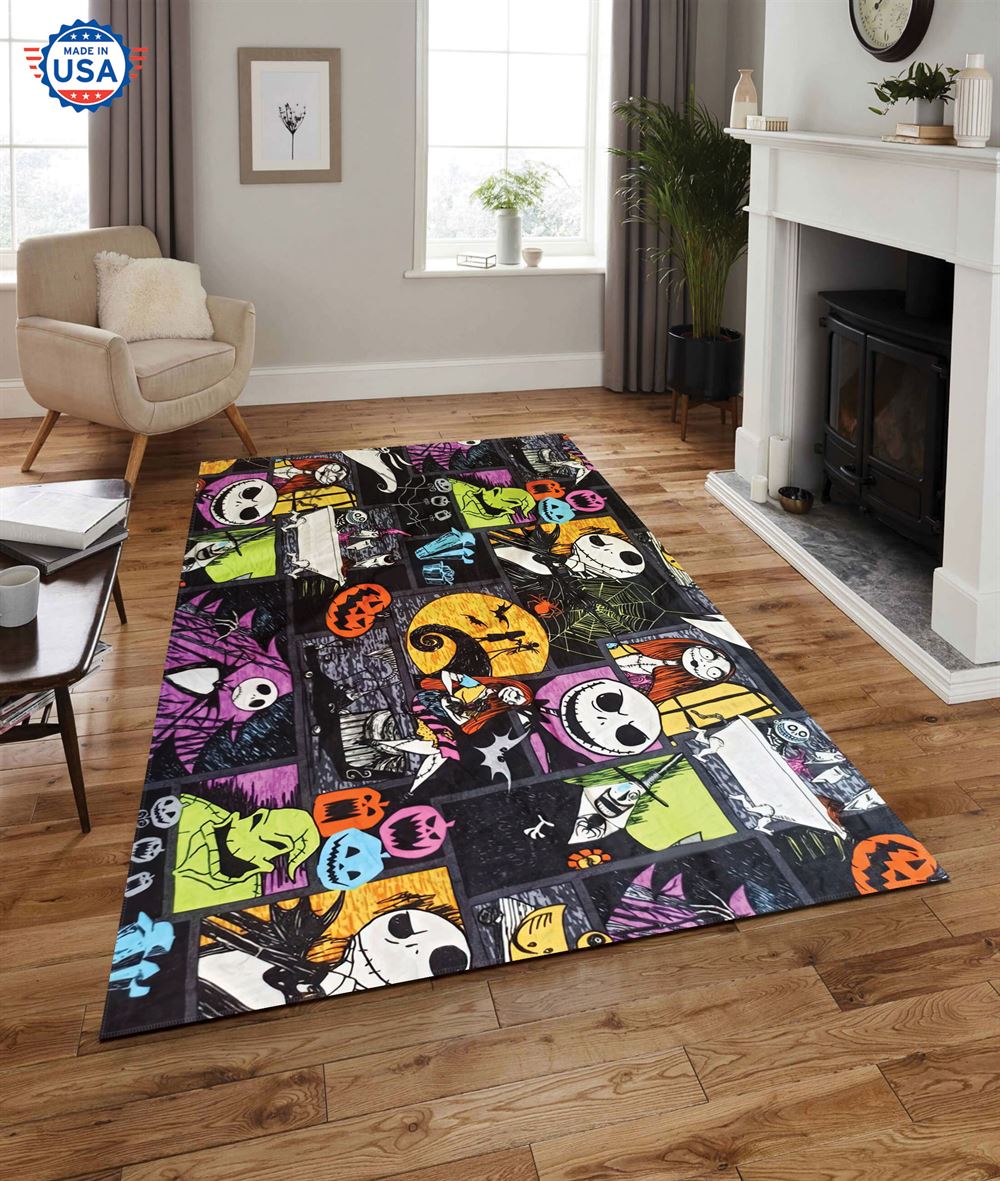 Nightmare Before Christmas Halloween Rug Living Room Decor-trungten-kn04v