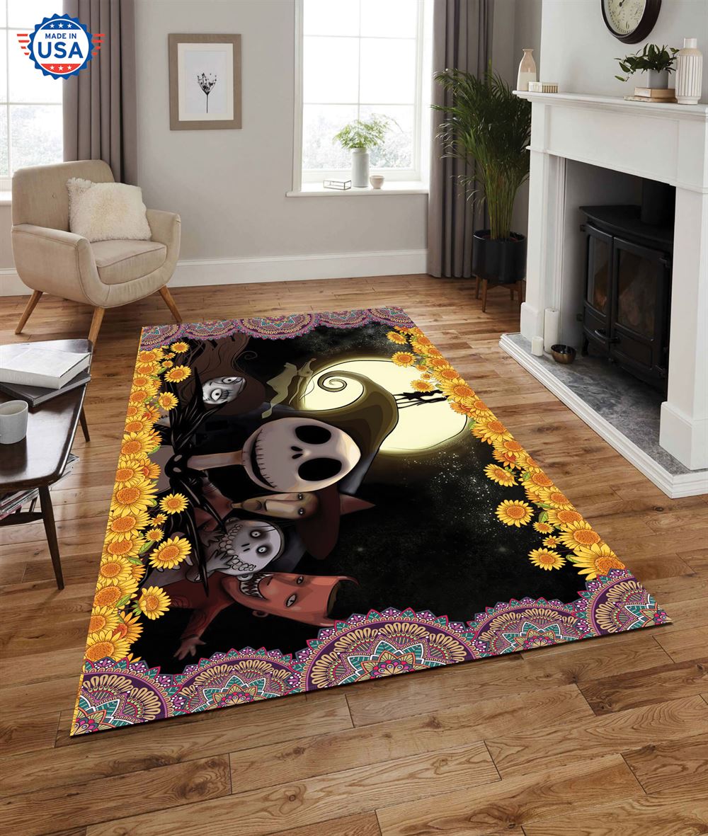 Nightmare Sunflower Halloween Rug Living Room Decor