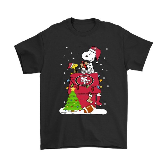 A Happy Christmas With San Francisco 49ers Nfl Snoopy Tee T-shirt Christmas Holiday Short Sleeve Print Clothing Outfits