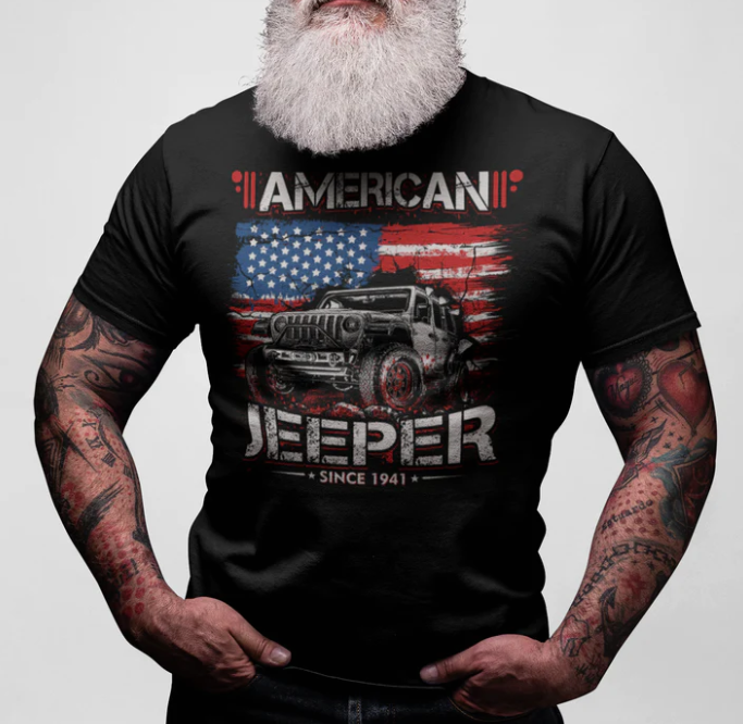 American Jeeper Since 1941 Grunge Jeep T-shirt Unisex Short Sleeve Classic Tee