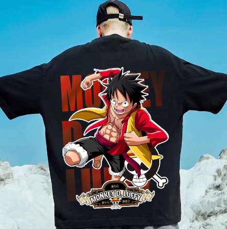 Anime T-shirt Men Tshirt Plus Size Men Women Casual Round Neck Loose One Piece Luffy Printed Short Sleeve T-shirt