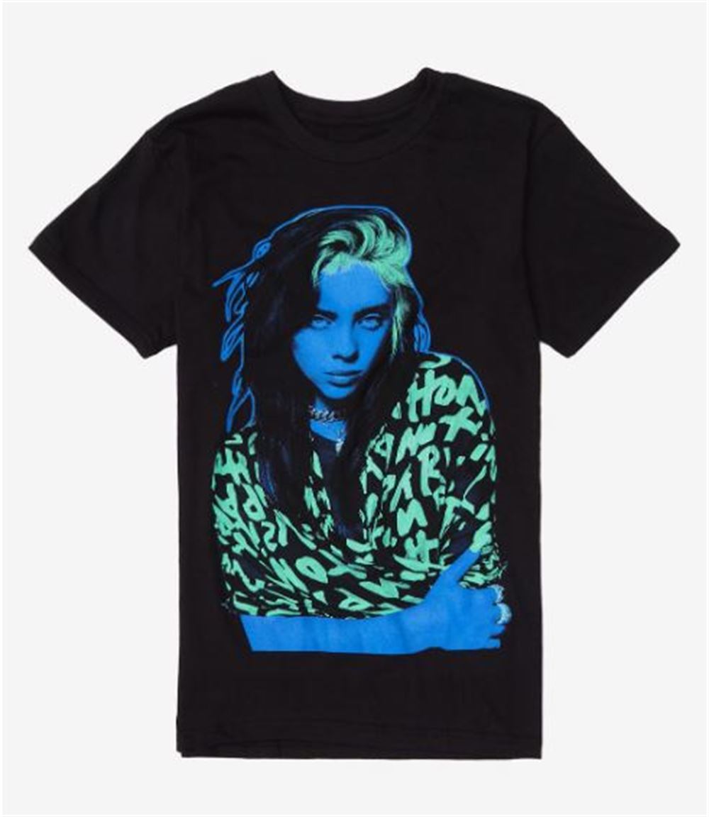 Billie Eilish Neon Portrait Boyfriend Fit Girls T-shirt