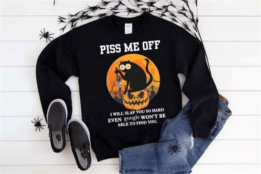 Black Cat Piss Me Off Halloween T-shirt