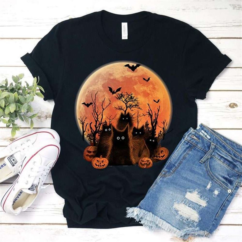Black Cats Pumpkins Shirt Halloween