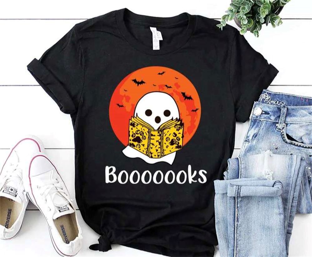Boo Ghost Books Booooks Halloween T-shirt