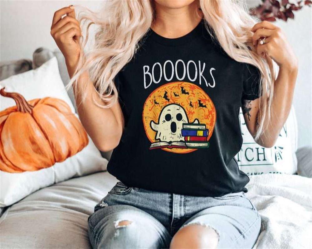 Booooks Shirt Halloween Ghost Books