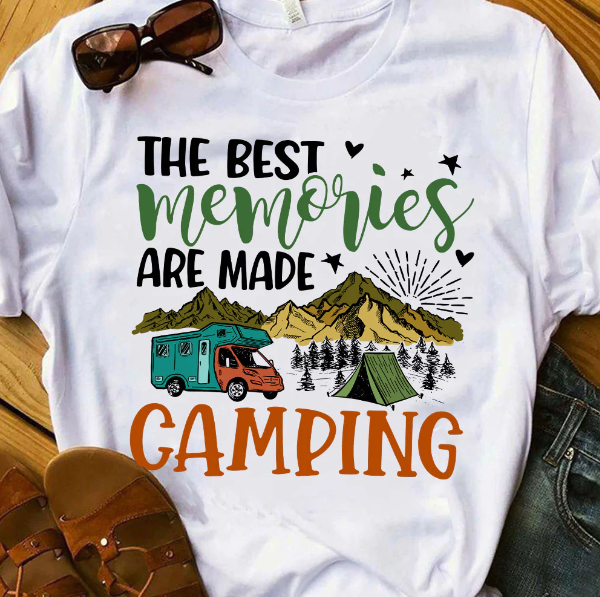 Camping The Best Memories Are Made Camping Light Classic T Shirt Casual Daily Crewneck Short Sleeve Graphic Basic Unisex Tee