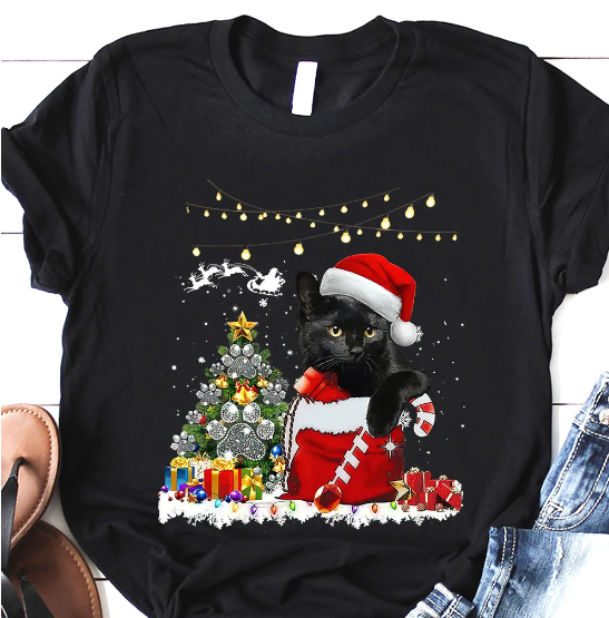 Cat Christmas Dark Classic T Shirt Christmas Classic T-shirt