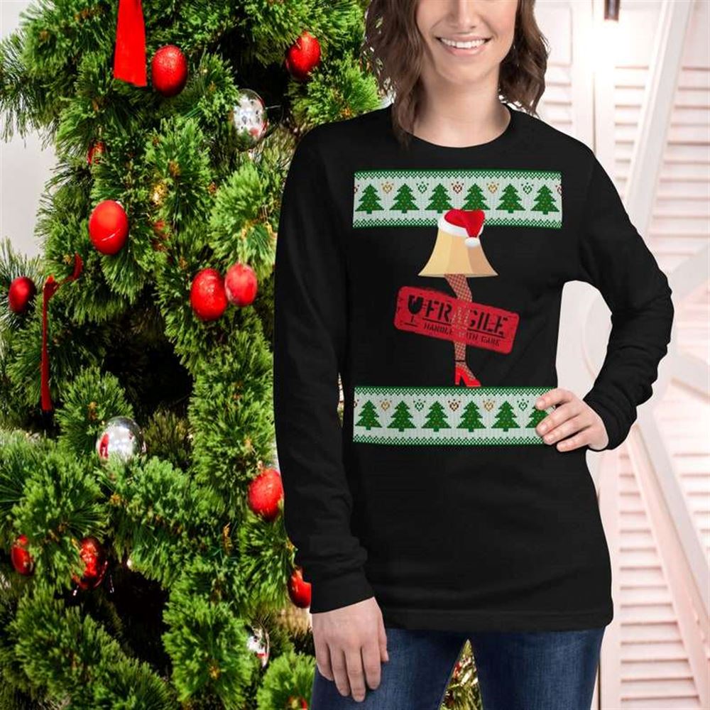 Christmas Story Leg Lamp Fragile Leg Lamp Ugly Holiday Crewneck Sweatshirt