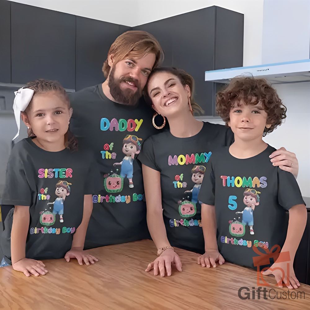 Coco-melon Birthday Shirtswatermelon Birthday Girlboy Family Matching Shirtscocomelon Birthday Theme Custom Shirts For Boy And Girls