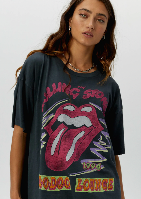 Daydreamer Rolling Stones Voodoo Lounge In Vintage Black In 2022 Vintage Black Short Sleeve Loose Fitting Graphic Tee Rolling Stones Voodoo Lounge