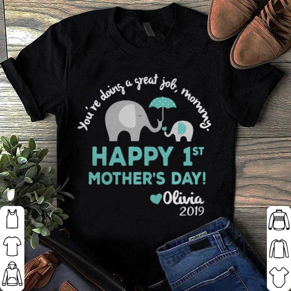 Elephants Youre Doing A Great Job Mommy Happy 1st Mothers Day Shirt T-shirt Casual Daily Crewneck Short Sleeve Graphic Basic Unisex Tee