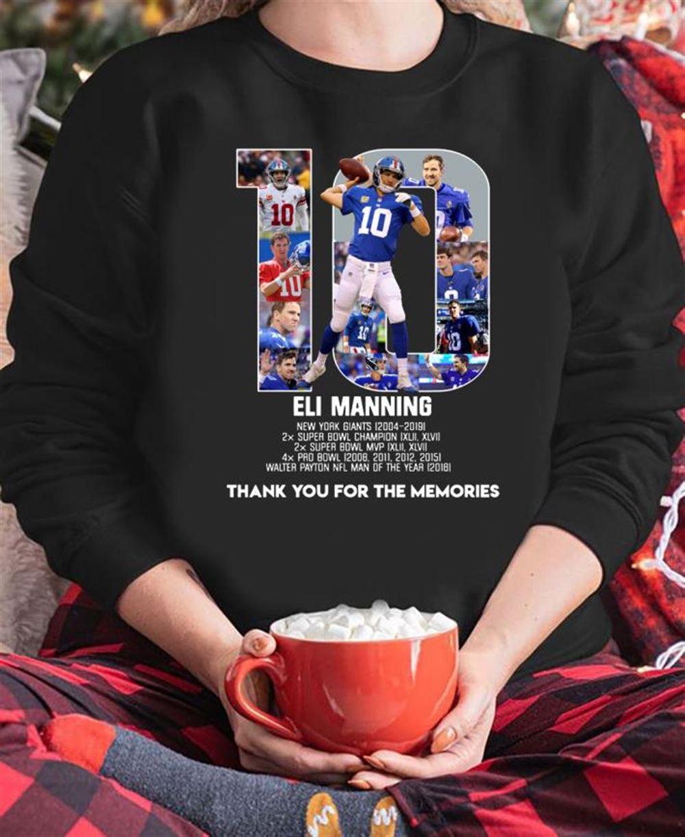 Eli Manning No 10 New York Giants Thank For The Memories Shirt T-shirt Casual Daily Crewneck Long Sleeve Graphic Basic Unisex Tee