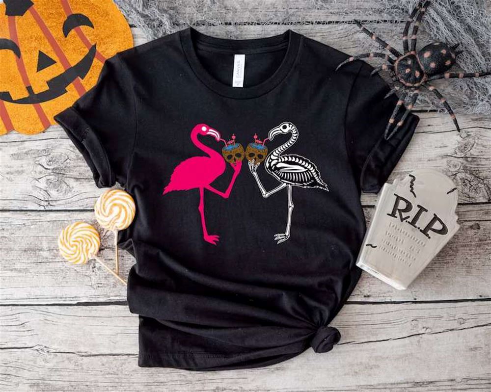 Flamingo Skeleton Halloween T-shirt