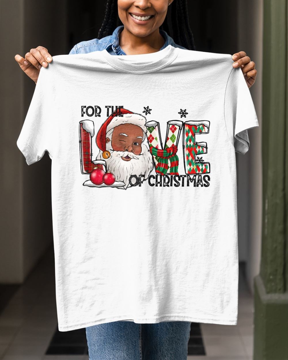 For The Love Of Christmas Santa Classic T-shirt Christmas Holiday Short Sleeve Print Clothing Outfits