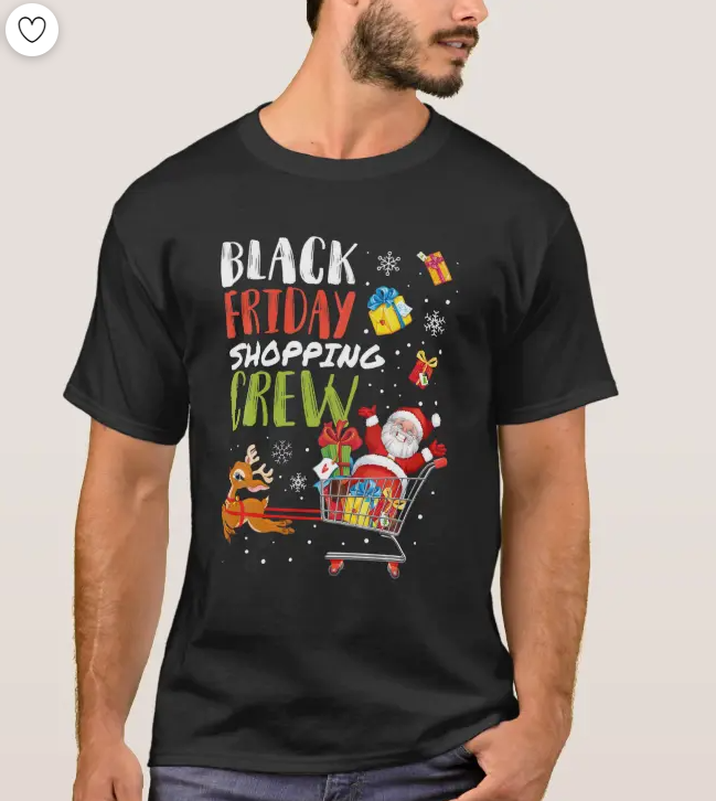 Friday Shopping Crew Christmas Funny Black Shoppin T-shirt