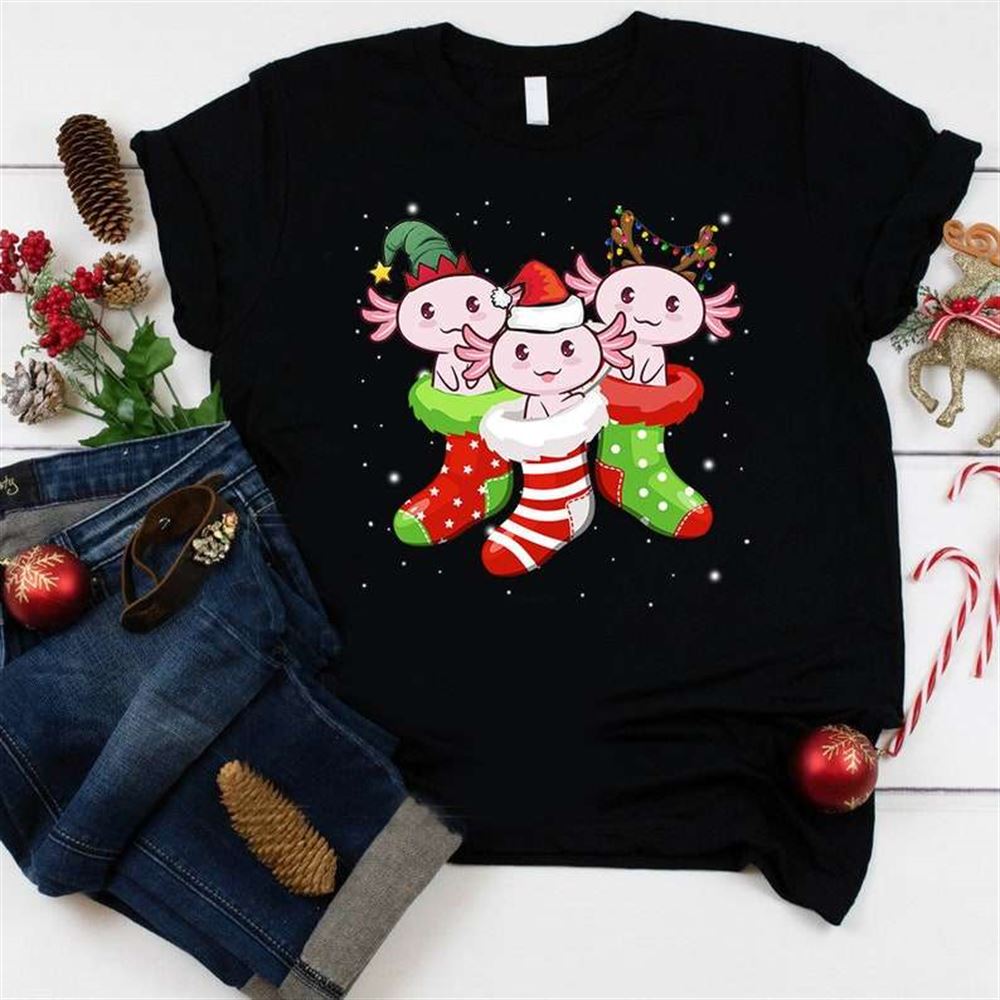 Funny Axolotl In Socks Christmas Shirt