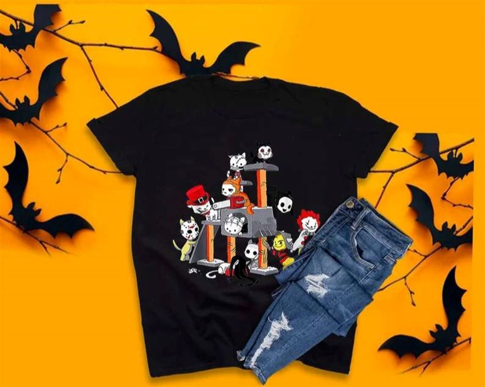 Funny Cat Horror Movie Halloween T-shirt