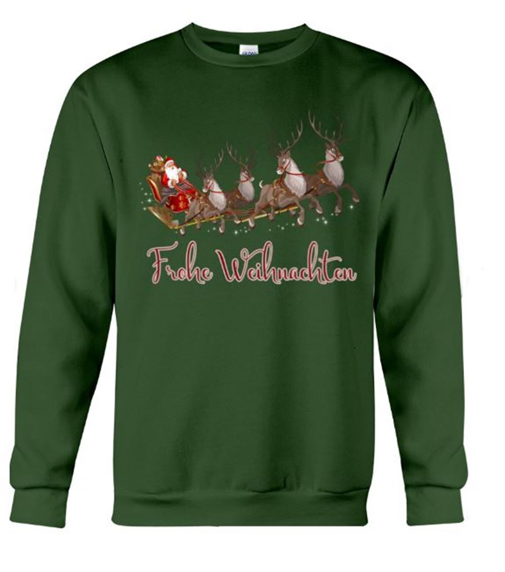 German Santa Frohe Weihnachten Crewneck Sweatshirt