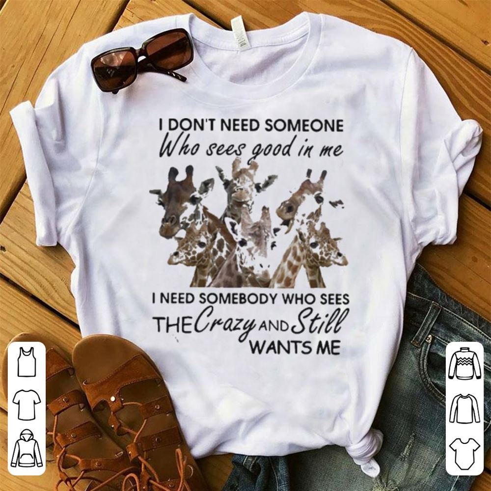 Giraffe I Dont Need Someone Who Sees The Good In Me Shirt T-shirt Casual Daily Crewneck Short Sleeve Graphic Basic Unisex Tee