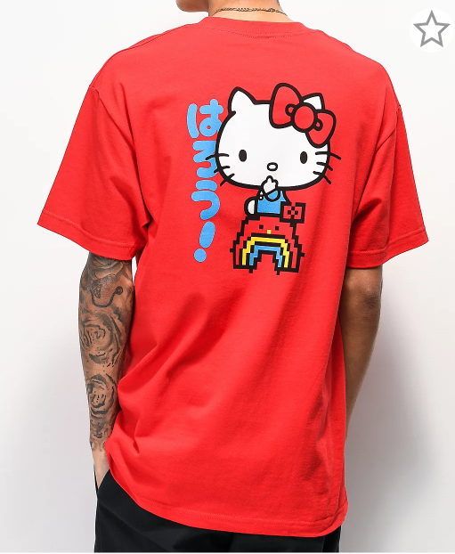 Girl X Hello Kitty 45th Anniversary Rainbow Red T-shirt