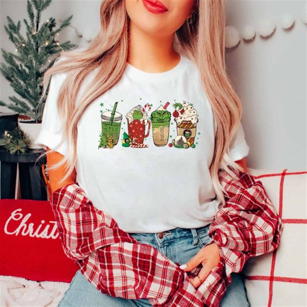 Grinch Coffee Shirt Grinch T Shirt Womens Christmas Gifts 2022 For Her Christmas Holiday Short Sleeve Print Clothing Outfits