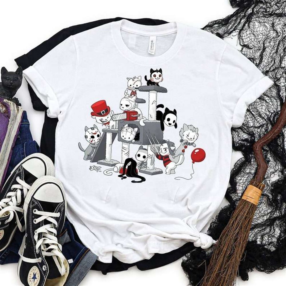 Halloween Cat Horror Movies Cat Funny Halloween T-shirt