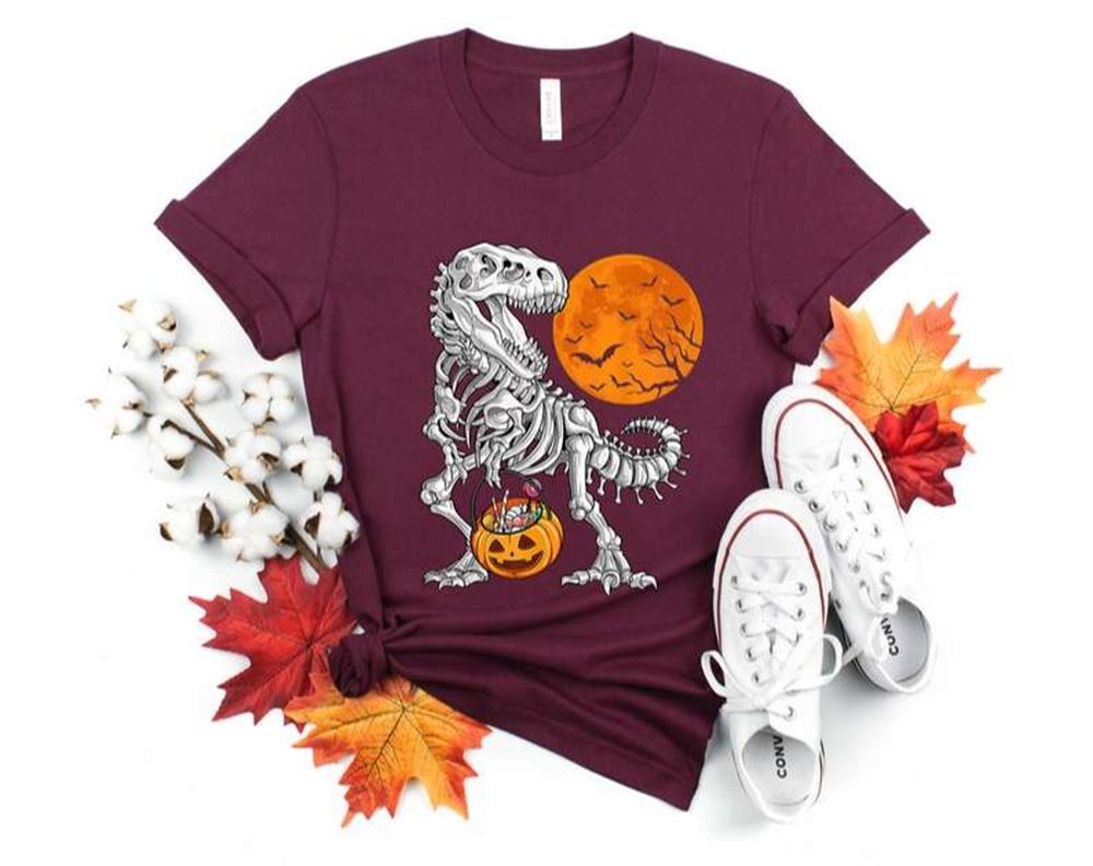 Halloween For Boys Kids Dinosaur Skeleton T Rex Scary T-shirt