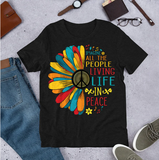 Hippie Living Life In Peace Dark Classic T Shirt