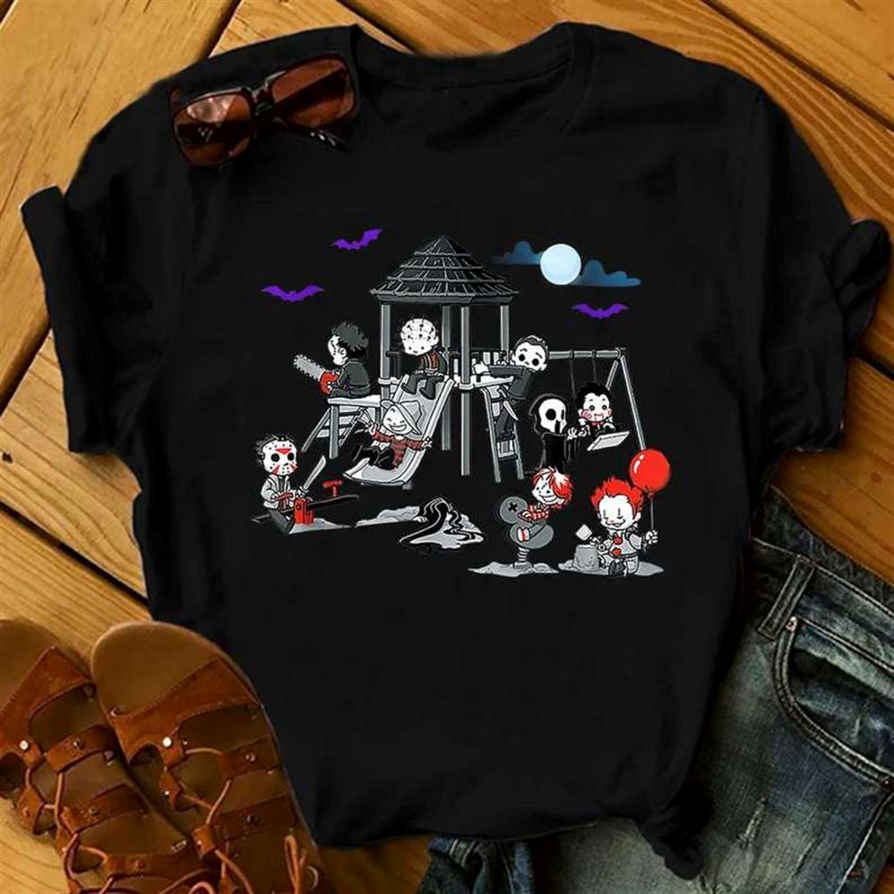 Horror Movie Characters Clubhouse In Park Halloween Costume T-shirt