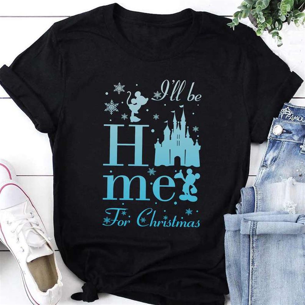 Ill Be Home For Christmas Disney Castle T Shirt